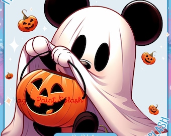 Mickey Ghost Halloween Clipart: Spooky Holiday PNG Image (Digital Download)