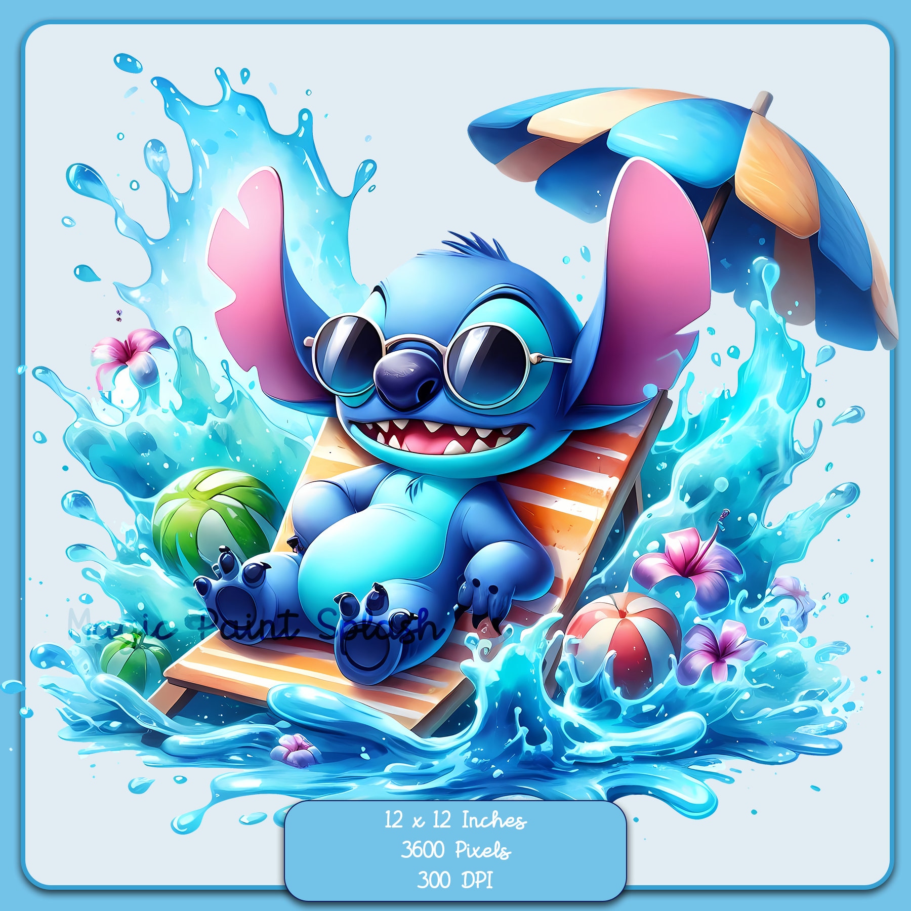 Summertime Stitch Clipart: Beach Day PNG Image (digital Download