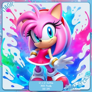 Amy Rose Watercolor Splash, imagens clipart, gráficos e arte, estética do arco-íris, imagens PNG de jogos
