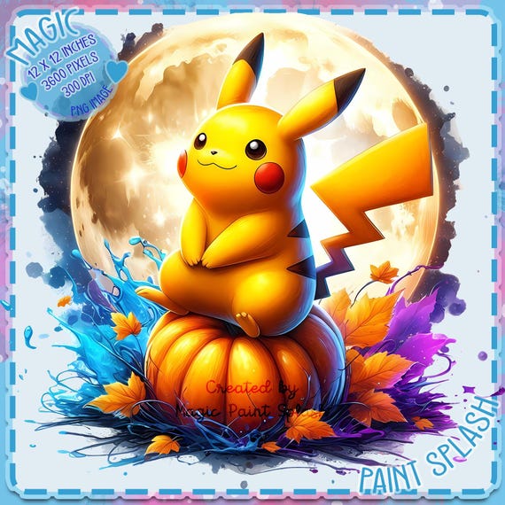 ピカチュウ ハロウィン PNG: 水彩カボチャ クリップアート (デジタル