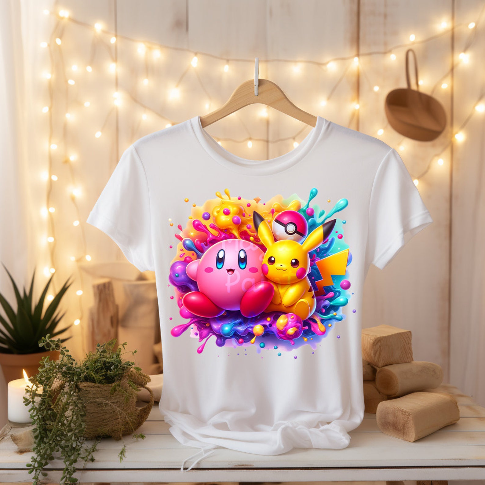 Pikachu and Kirby Watercolor Splash, Clipart Images, Graphics and ...