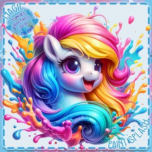 Regenbogen Pony Aquarell Splash, Clipart-Bilder, Grafiken und Kunstwerke, Regenbogen Ästhetik, PNG Tier Aquarellbilder