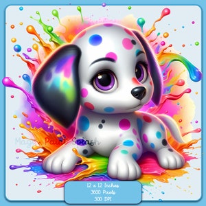Images clipart chiot dalmatien arc-en-ciel, images clipart, graphiques et oeuvres d'art, esthétique arc-en-ciel, Images aquarelles animaux PNG