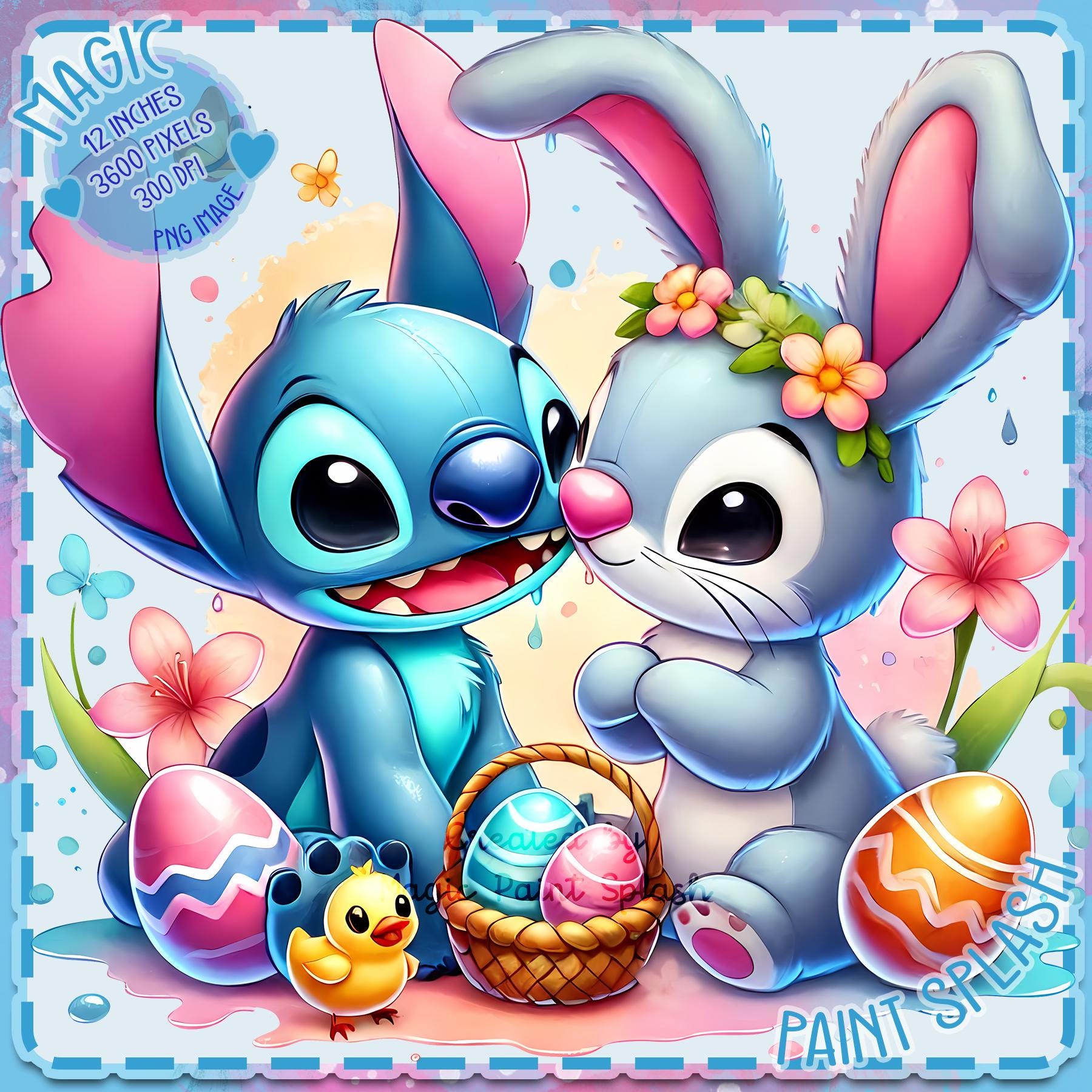 Easter Stitch PNG: Watercolor Splash Clipart (digital Download) - Etsy
