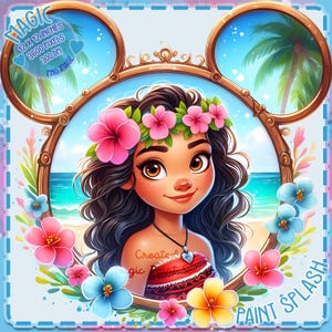 Moana Rahmen Aquarell Splash, Clipart Bilder, Grafiken und Kunstwerke, Regenbogen Ästhetik, PNG Prinzessin Bilder