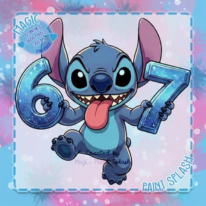 Stitch 6  7 Trend PNG | Funny Birthday Clipart | Galaxy Numbers | Digital Download