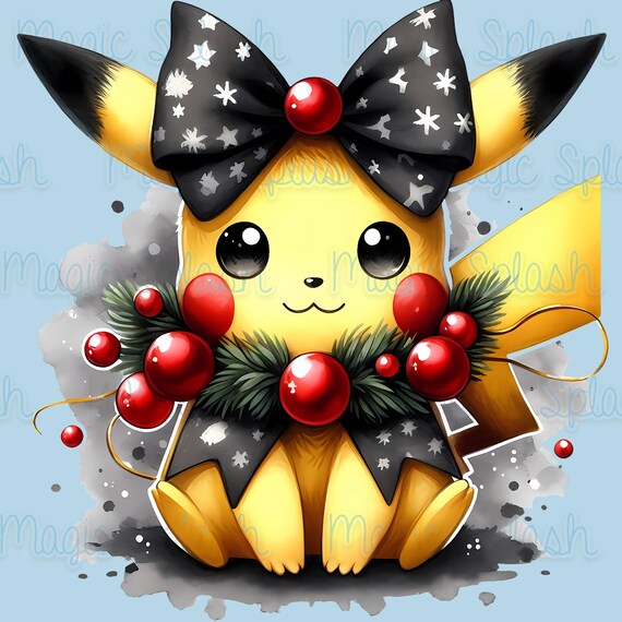 クリスマスピカチュウ水彩クリップアート、ホリデーポケモンPNG