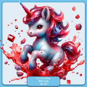 Opale mignonne et éclaboussures d'aquarelle de licorne de pierre de sang, Images clipart, graphiques et oeuvres d'art, esthétique arc-en-ciel, Images de caractère opale mignonne PNG