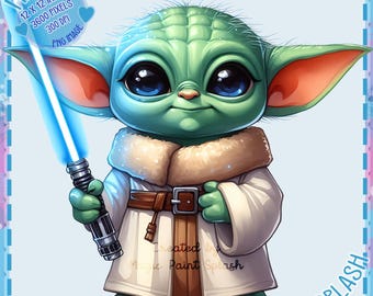Grogu PNG, Galaxy Wars Art (digitale download, 12 x 12 inch, 300 DPI)