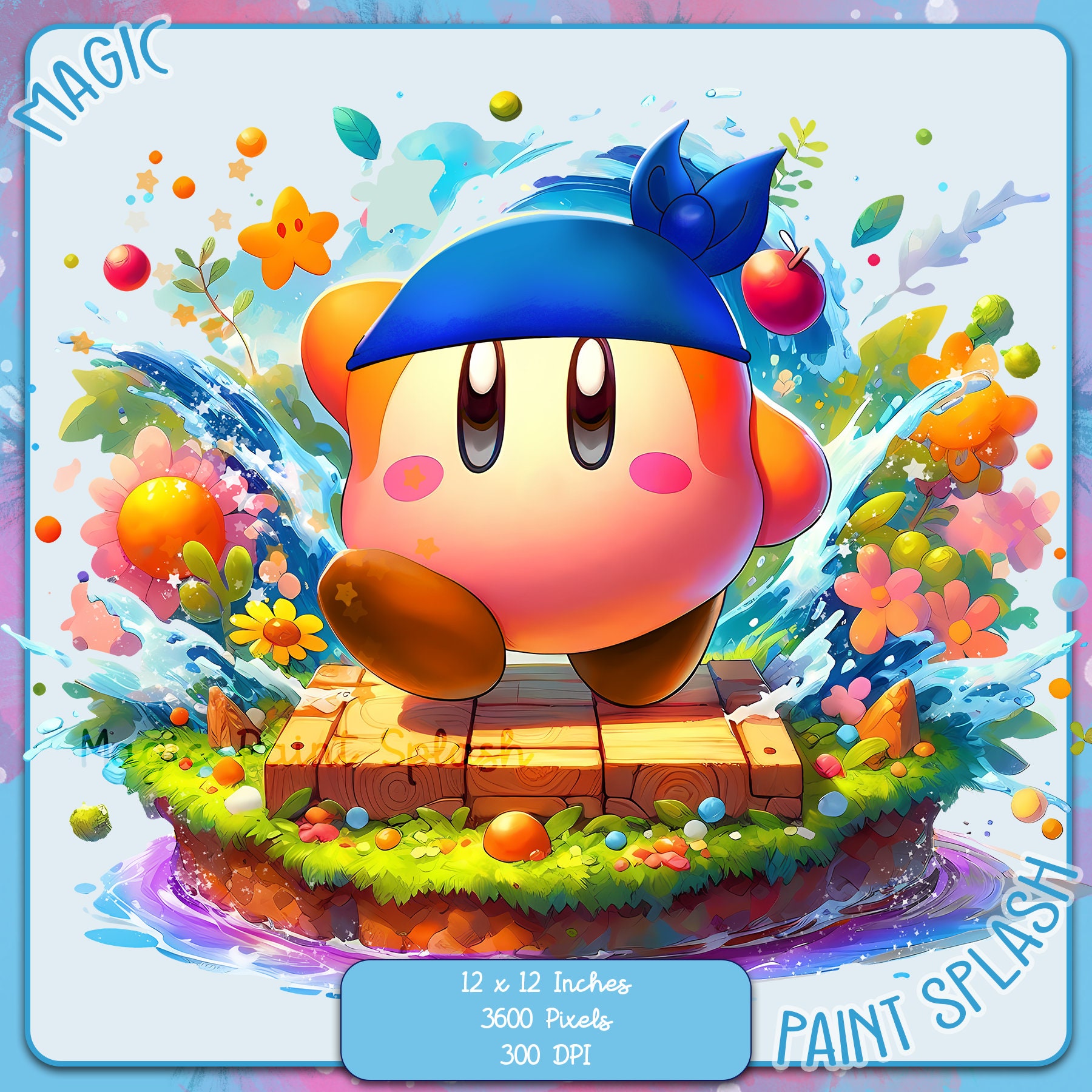 ワドルディの水彩スプラッシュクリップアート、レインボーPNG画像