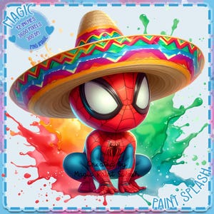 Aquarelle splash mignon Spidey Cinco de Mayo, Images Clipart, graphiques et oeuvres d'art, esthétique arc-en-ciel, Images de films de super-héros PNG