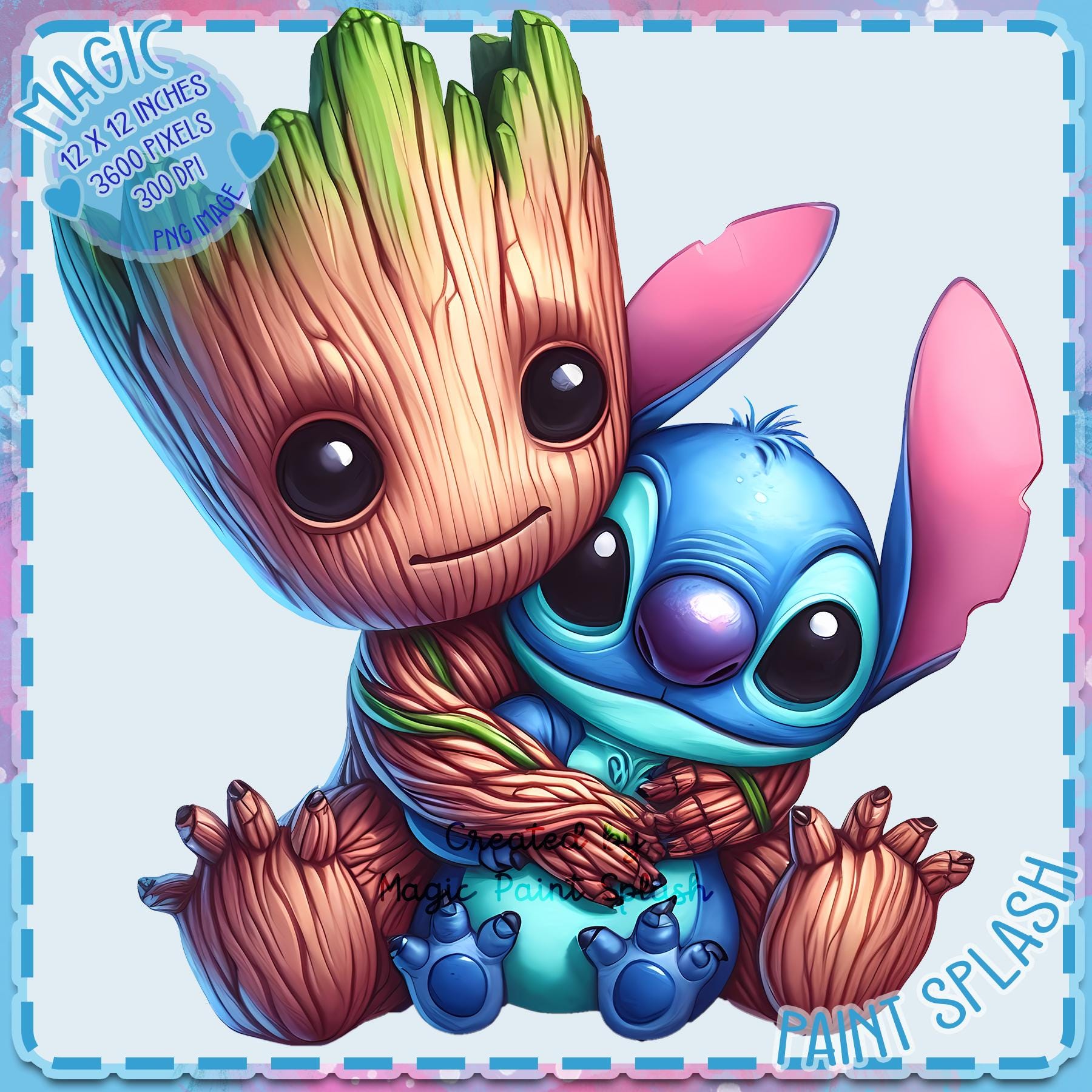 Baby Groot & Stitch Clipart Image, Galaxy Friends (PNG) - Etsy
