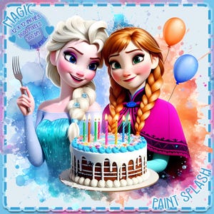 Anna ed Elsa Compleanno Acquerello Splash, Immagini Clipart, Grafica e opere d'arte, Estetica arcobaleno, Immagini PNG Cute Princess