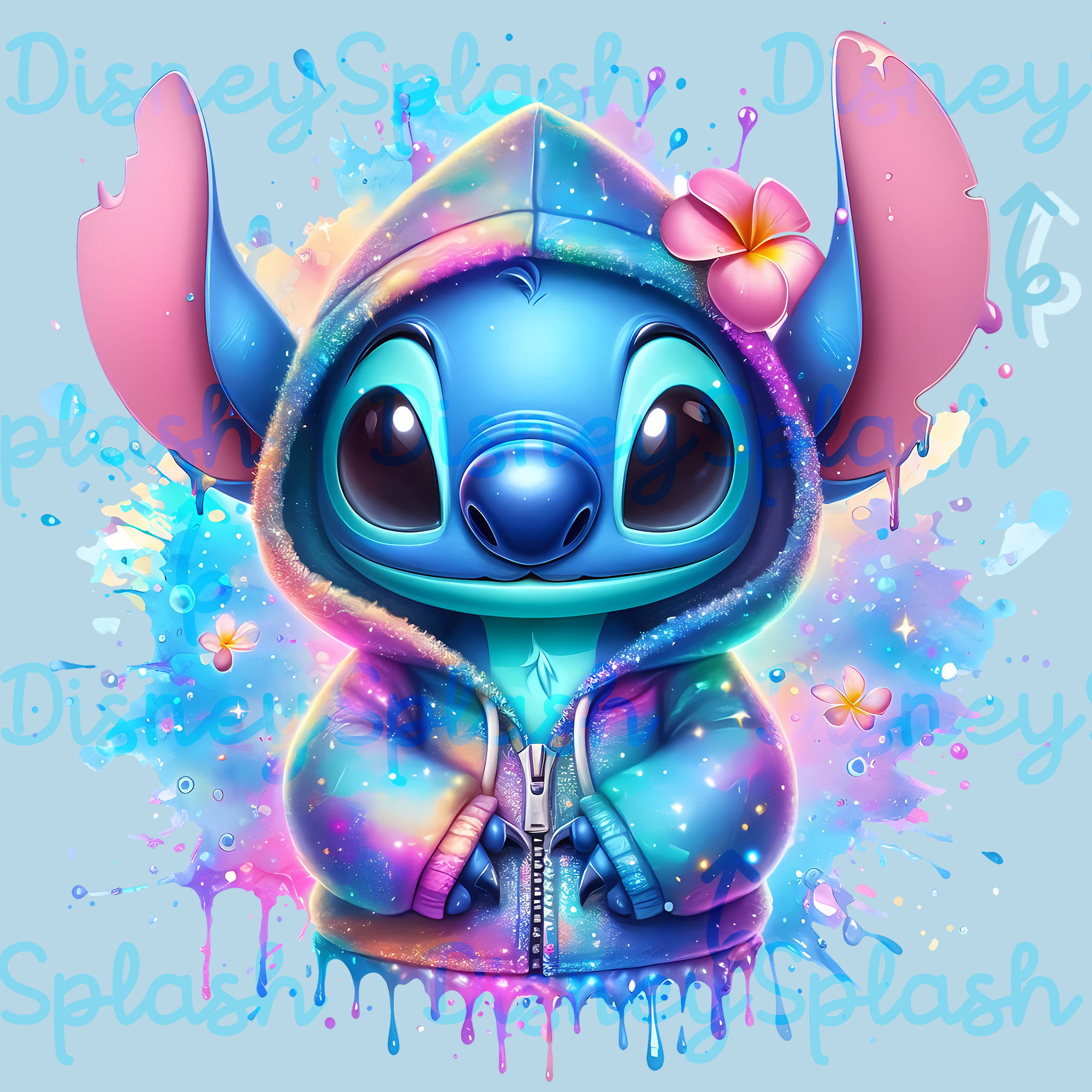 Stitch Glitter Hoodie Clipart: Rainbow Watercolor Splash (PNG) - Etsy