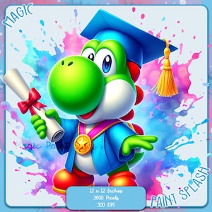 Yoshi-Diplom Abschluss Aquarell Splash, Clipart-Bilder, Grafiken und Kunstwerke, Regenbogen Ästhetik, PNG Gaming Bilder