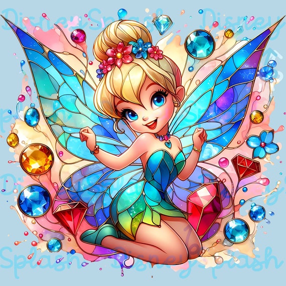 Tinkerbell Gemstones Watercolor Clipart: Rainbow Princess PNG Tinkerbell Gemstones Watercolor Clipart: Rainbow Princess PNG