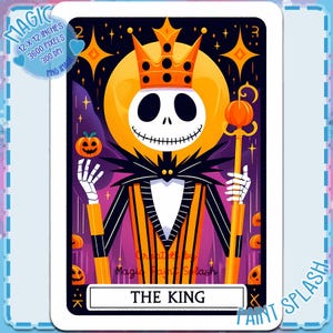 Carta del tarot de Jack, imágenes prediseñadas, gráficos y obras de arte, estética del arcoíris, imágenes PNG de pesadillas navideñas, el esqueleto del rey