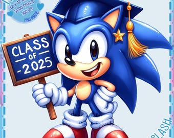 Sonic Graduation PNG: Hedgehog Clipart Image (Digital Download)
