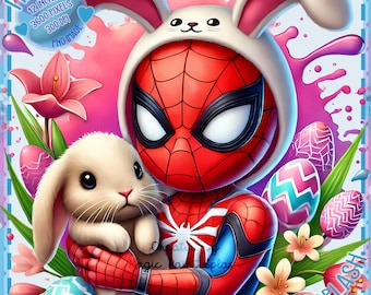 Spiderman Easter Bunny PNG: Watercolor Clipart Image (Digital Download)