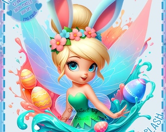 Tinkerbell Easter Bunny Clipart: Watercolor Fairy Princess (PNG