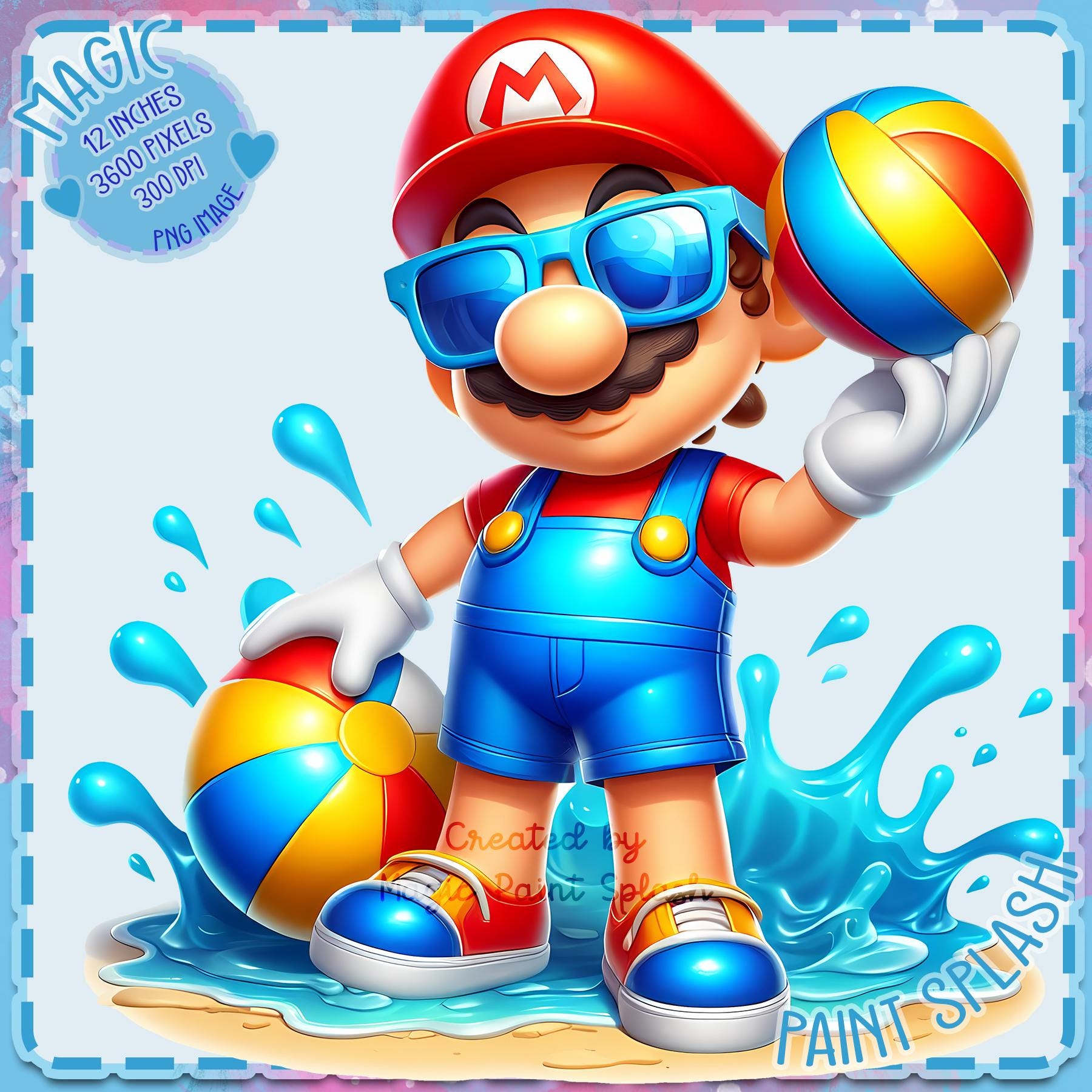 マリオバレーボールクリップアート：レインボースプラッシュPNG