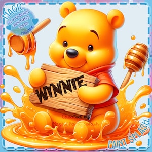 Images clipart personnalisées de signe d'ours de miel, images clipart, graphiques et oeuvres d'art, esthétique arc-en-ciel, images de personnages mignons PNG