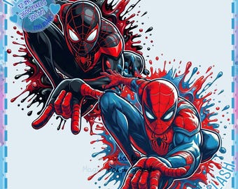 Spider-Man Duo PNG | Peter & Miles Clipart | 2 Files Included | 12" 300 DPI Digital Download