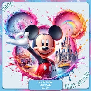 Mickey Aquarell Splash, Clipart-Bilder, Grafiken und Kunstwerke, Regenbogen Ästhetik, PNG Theme Park Mouse Bilder