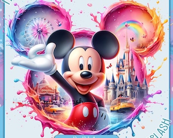 Mickey Mouse Disneyland PNG: Rainbow Watercolor Splash (Digital Download)
