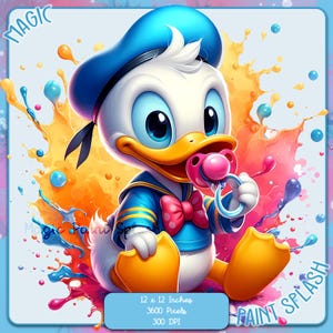 Baby Donald Aquarell Splash, Clipart-Bilder, Grafiken und Kunstwerke, Regenbogen Ästhetik, PNG süße kleine Charakterbilder