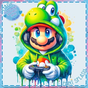 Mario Gamer Aquarell Splash, Clipart-Bilder, Grafiken und Kunstwerke, Regenbogenästhetik, PNG niedliche Charakterbilder