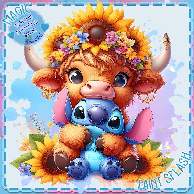 Stitch And Highland Cow Sunflower PNG Image digital Download Etsy stitch-and-highland-cow-sunflower-png-image-digital-download-etsy