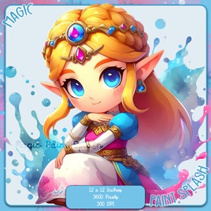 Zelda Aquarell Splash, Clipart-Bilder, Grafiken und Kunstwerke, Regenbogenästhetik, PNG Princess Gaming Bilder