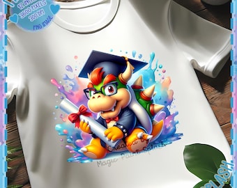 Bowser Graduation PNG: Watercolor Splash Clipart (Digital Download)
