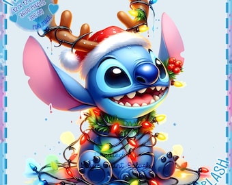 Christmas Stitch with Lights PNG: Holiday Character Art (Digital Download)