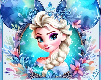 Elsa Frame Acuarela Splash, Imágenes Prediseñadas, Gráficos y Obras de Arte, Estética Arco Iris, Imágenes Congeladas PNG