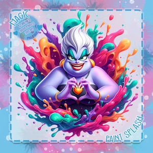 Ursula Heart Hands Clipart: Rainbow Watercolor Splash (PNG Digital Download) image 1