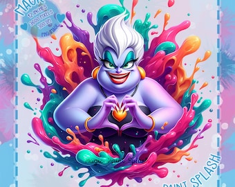 Ursula Heart Hands Clipart: Rainbow Watercolor Splash (PNG Digital Download)