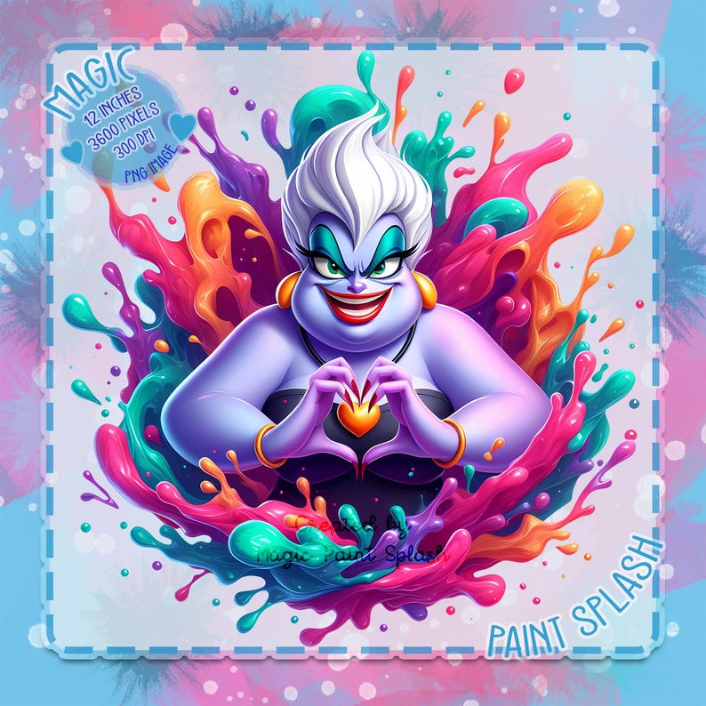 Ursula Heart Hands Clipart: Rainbow Watercolor Splash (PNG Digital Download) image 1