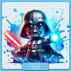 Cute Vader Watercolor Splash, Clipart Images, Graphics and Artwork, Rainbow Aesthetic, PNG Cute Galaxy Wars Images