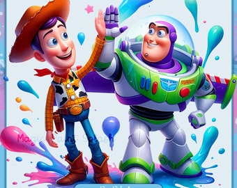 Woody and Buzz High Five PNG: Toy Movie Clipart (Digital Download)