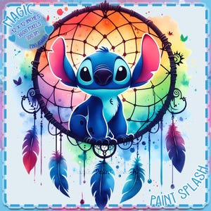 Stitch Dream Catcher Watercolor Splash, Immagini Clipart, Grafica e Opere d'Arte, Estetica Arcobaleno, Immagini PNG Carine Stitch