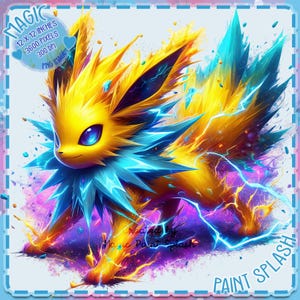 Aquarelle Splash Jolteon, Images Clipart, Graphiques et oeuvres d'art, Esthétique arc-en-ciel, Images PNG mignon petit monstre