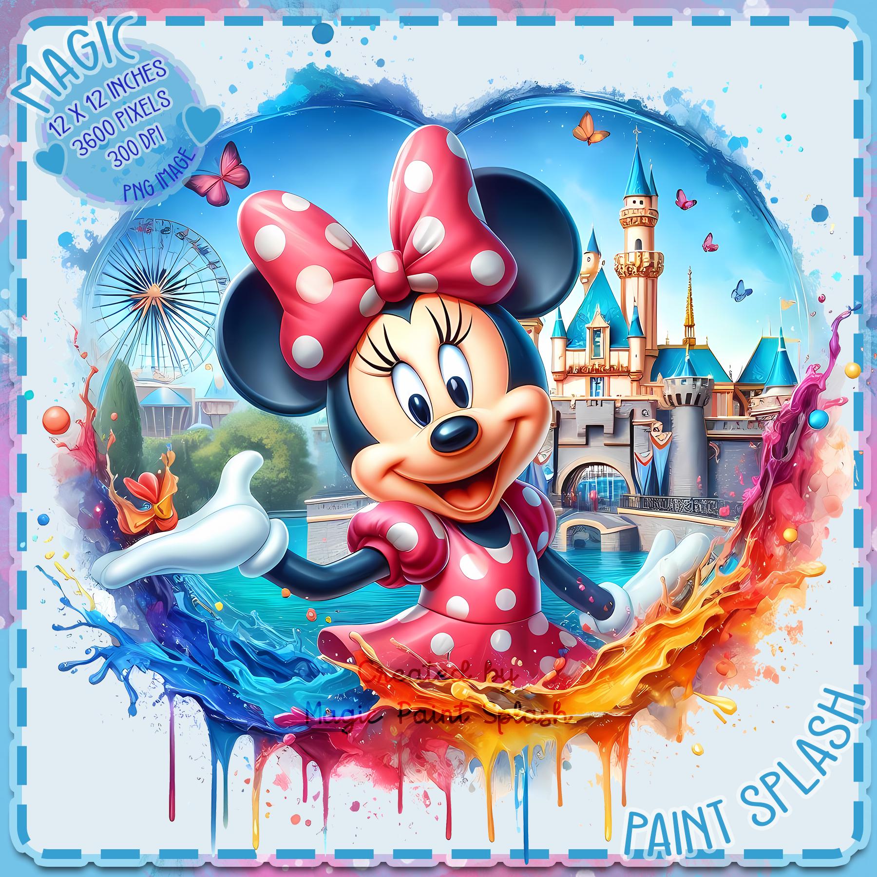 ミニーマウス ディズニーランド PNG: レインボー 水彩