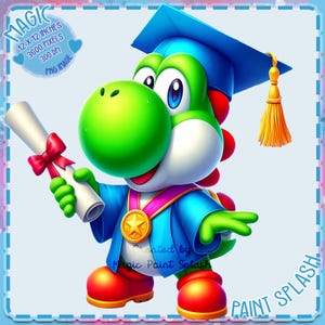 Yoshi-Diplom-Abschluss, Kein Spritzen, Clipart-Bilder, Grafiken und Kunstwerke, Regenbogenästhetik, PNG-Spielbilder