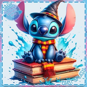 Stitch Wizard Acquerello Splash, Immagini Clipart, Grafica e opere d'arte, Estetica arcobaleno, Immagini PNG di personaggi carini