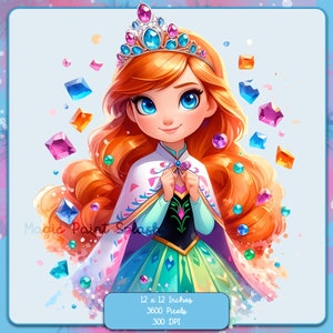 Anna (Frozen) Watercolor Gemstone Splash Clipart (PNG Digital Download)