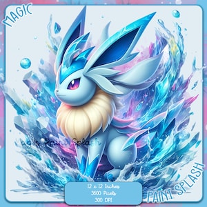 Glaceon-waterverfspatten, clipartafbeeldingen, graphics en artwork, regenboogesthetiek, png-afbeelding Cute Little Monster