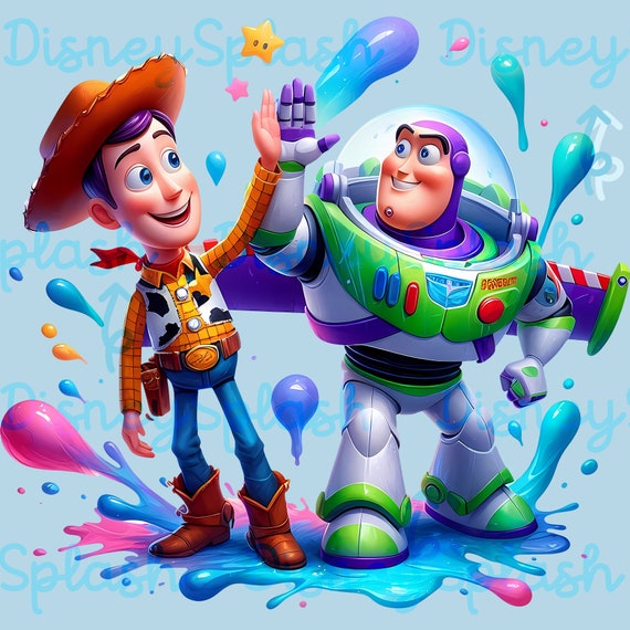 Woody and Buzz High Five PNG: Toy Movie Clipart (digital Download