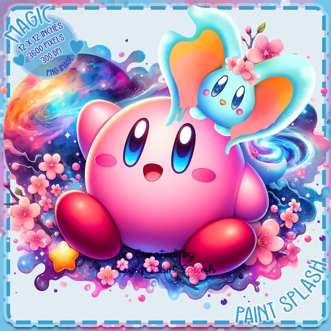 Kirby and Elfilin Galaxy Watercolor Splash, Clipart Images, Graphics ...